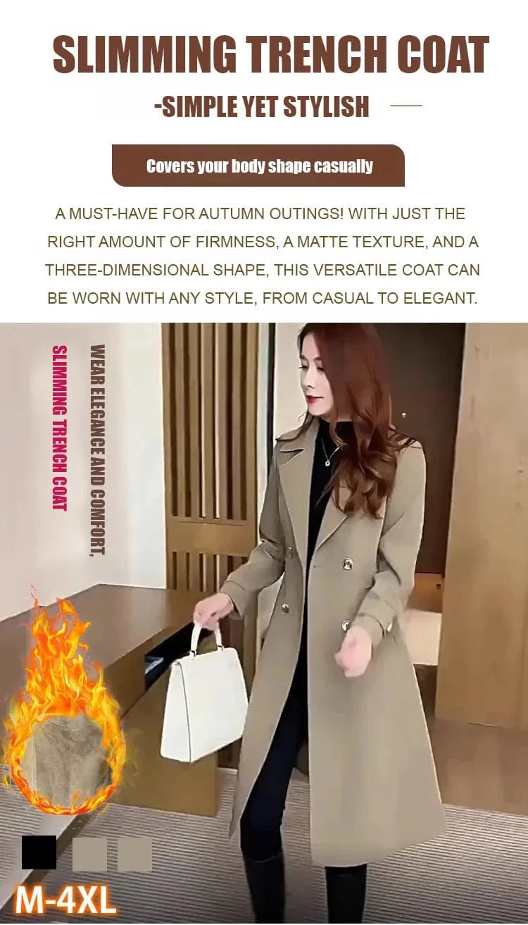 Vinthentic Women's Mid-length Fleece Trench Coat