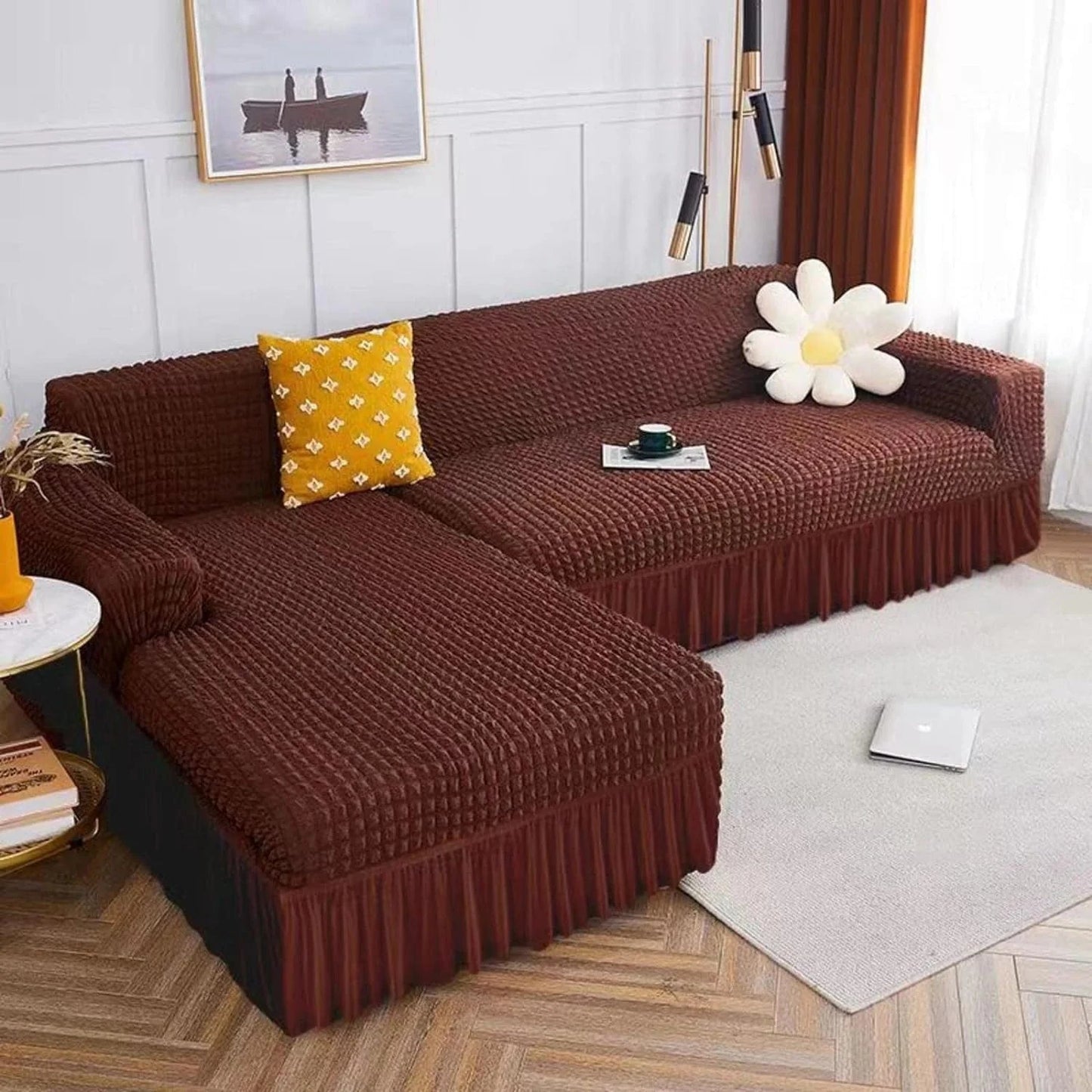 2025 L Shape Turkish Bubble Frill Sofa Covers