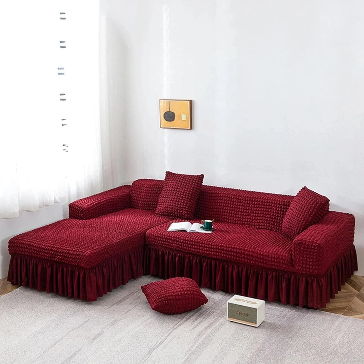2025 L Shape Turkish Bubble Frill Sofa Covers