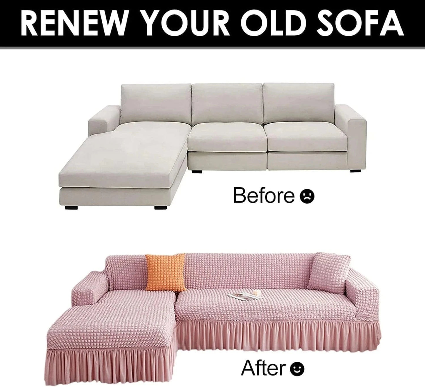 2025 L Shape Turkish Bubble Frill Sofa Covers