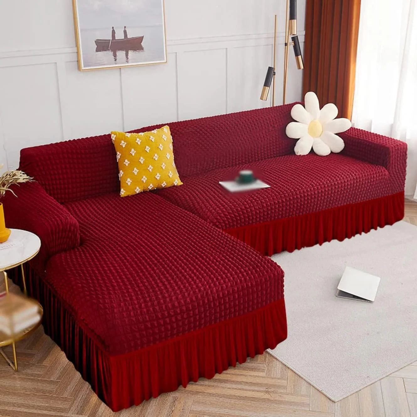 2025 L Shape Turkish Bubble Frill Sofa Covers