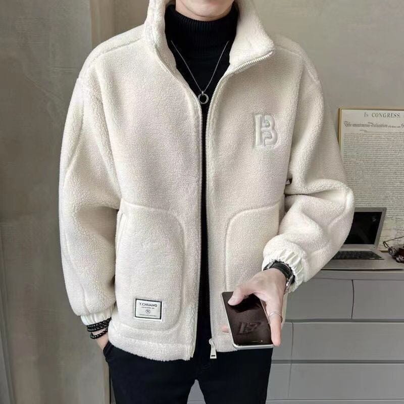 Men's Faux Fleece Thick Jacket jacket So-Comfy Beige L(50-57.5KG)