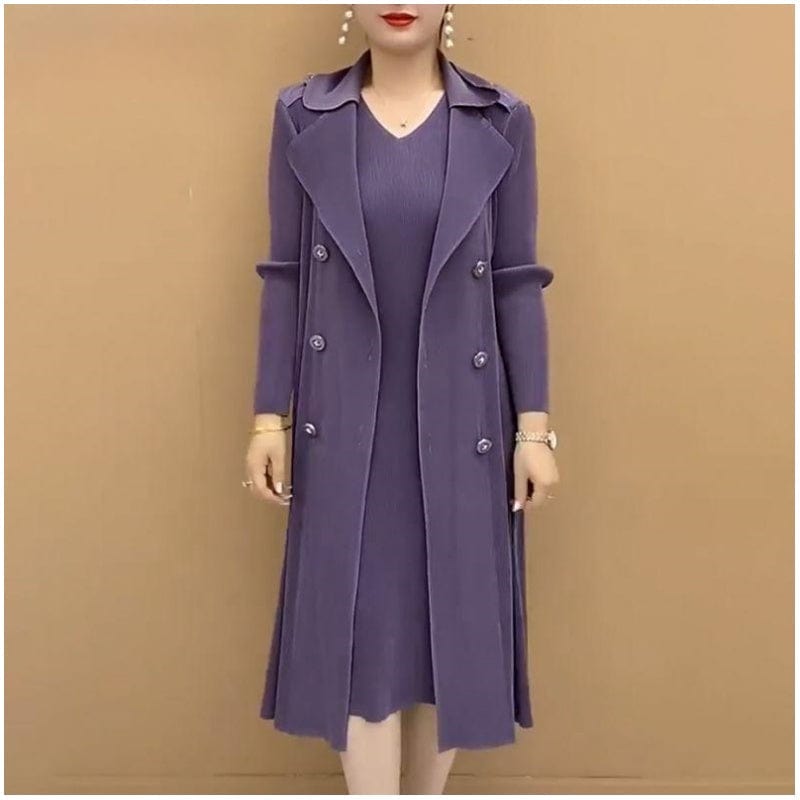 Vinthentic Pleated Suit Collar flexible Two-piece Trench Coat 🎉Season-End Sale🎉