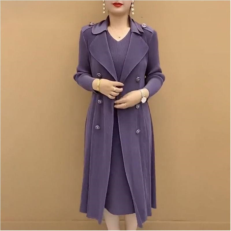 Vinthentic Pleated Suit Collar flexible Two-piece Trench Coat 🎉Season-End Sale🎉