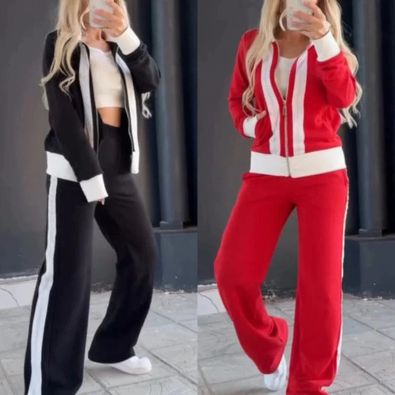 🌸 Vinthentic™️ Women's Trendy Zip-Up Jacket & Pants 2-Piece Set 🌸