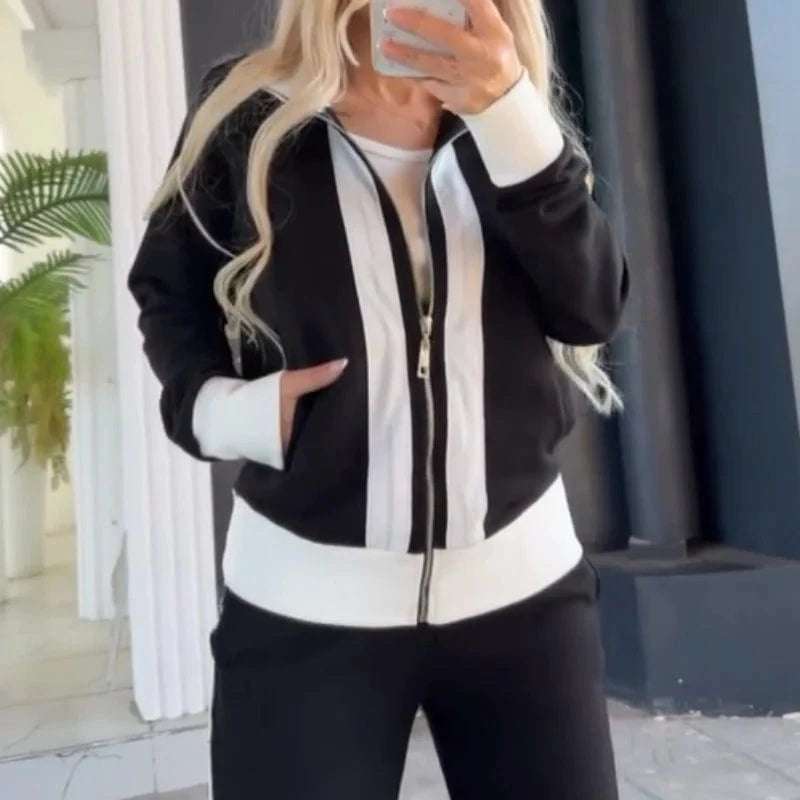 🌸 Vinthentic™️ Women's Trendy Zip-Up Jacket & Pants 2-Piece Set 🌸
