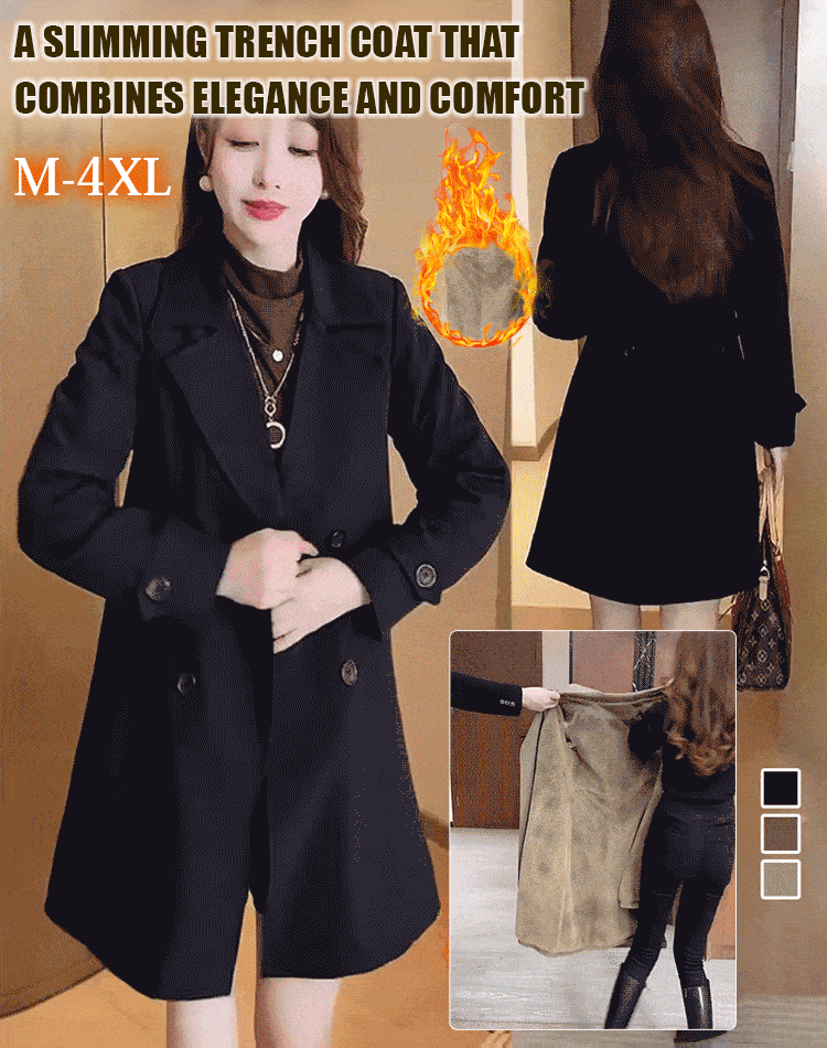 Vinthentic Women's Mid-length Fleece Trench Coat