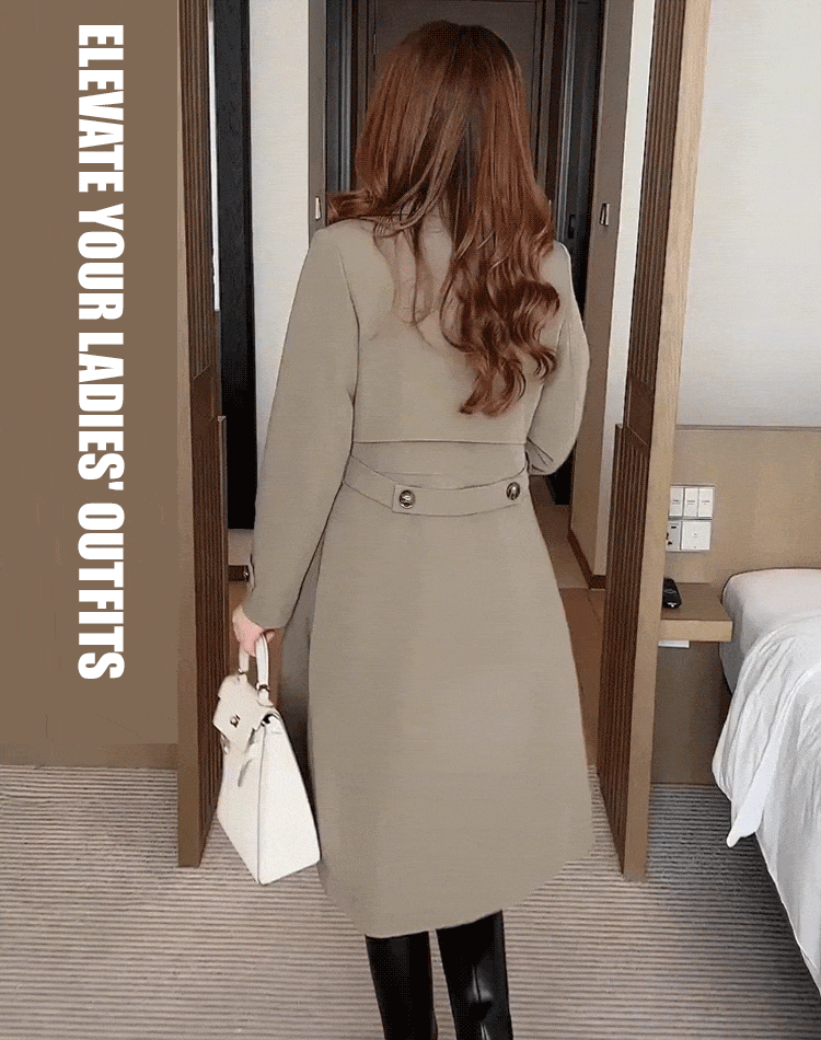 Vinthentic Women's Mid-length Fleece Trench Coat