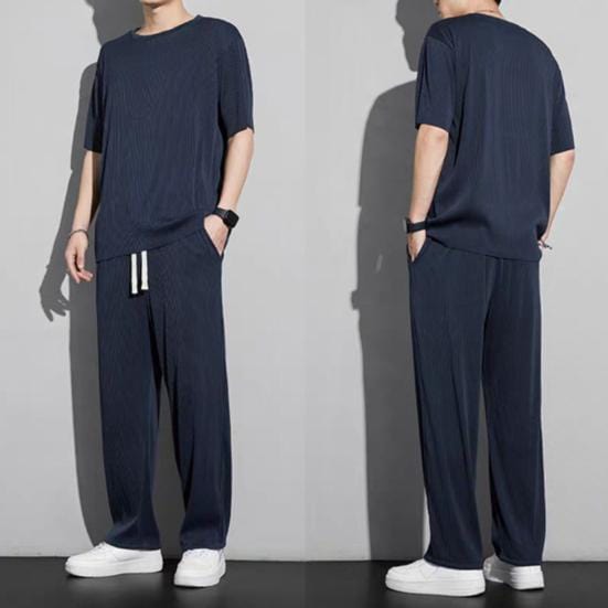 Vinthentic Ice Silk Stretchable Ribbed Comfortable Co-ord Set