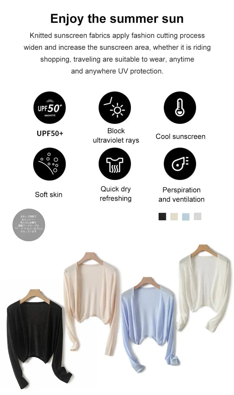 Vinthentic Women's thin ice silk Coat shawl air-conditioned shirt