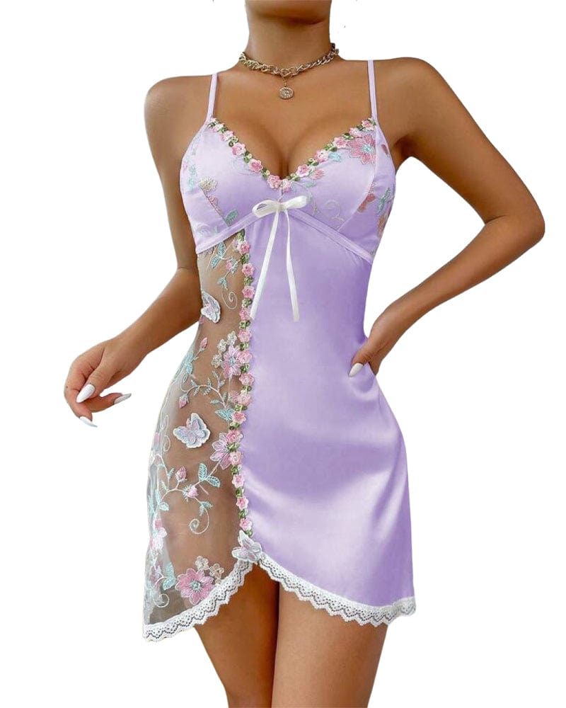 Velvet Sin™️ - Open Back Satin Nightgown