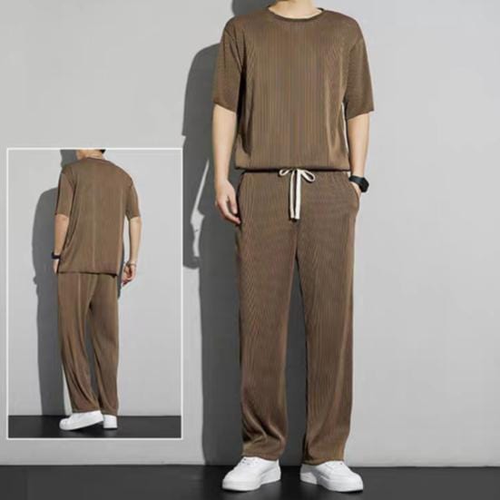Vinthentic Ice Silk Stretchable Ribbed Comfortable Co-ord Set