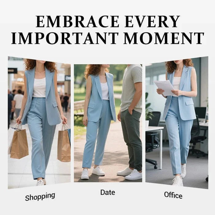 Vinthentic Women’s Stylish Sleeveless Blazer & High-Waisted Pants Set