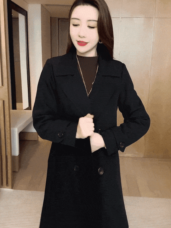 Vinthentic Women's Mid-length Fleece Trench Coat