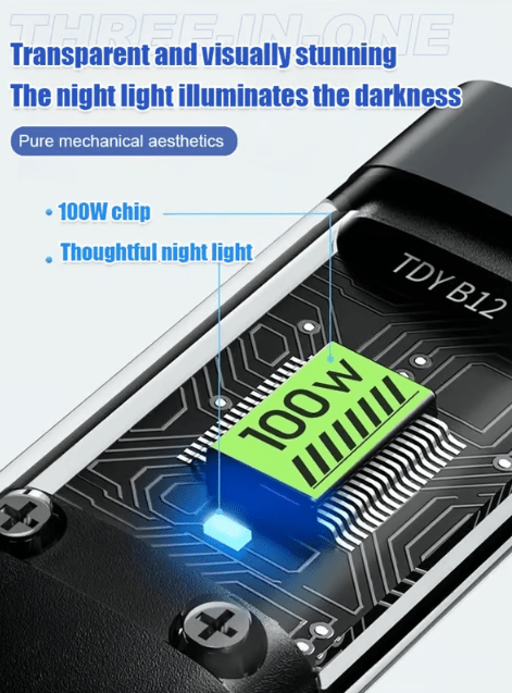 Vinthentic Transparent Luminous Super Fast Charging 3-in-1 Data Cable