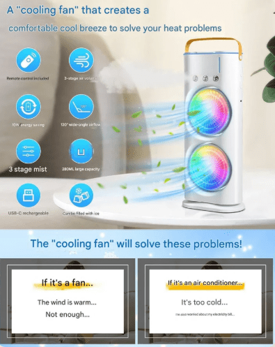 CoolBreeze Pro Portable Double Fan Air Cooler
