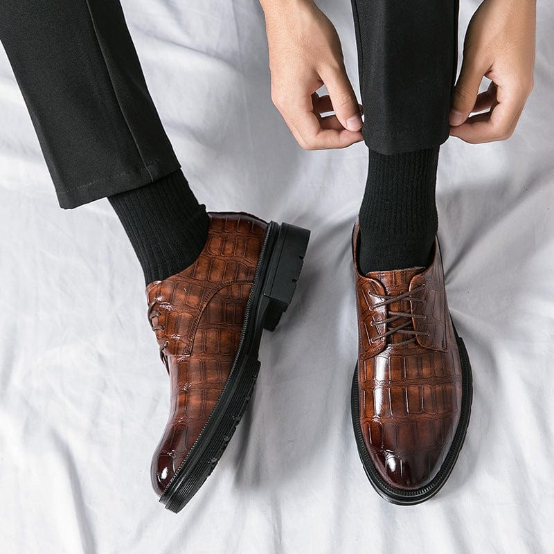 Men's Crocodile Print Casual Business Leather Shoes