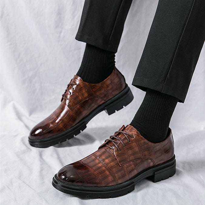 Men's Crocodile Print Casual Business Leather Shoes