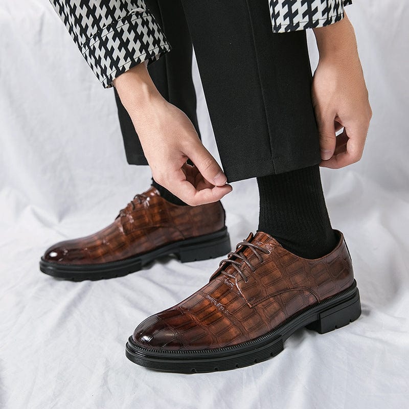 Men's Crocodile Print Casual Business Leather Shoes