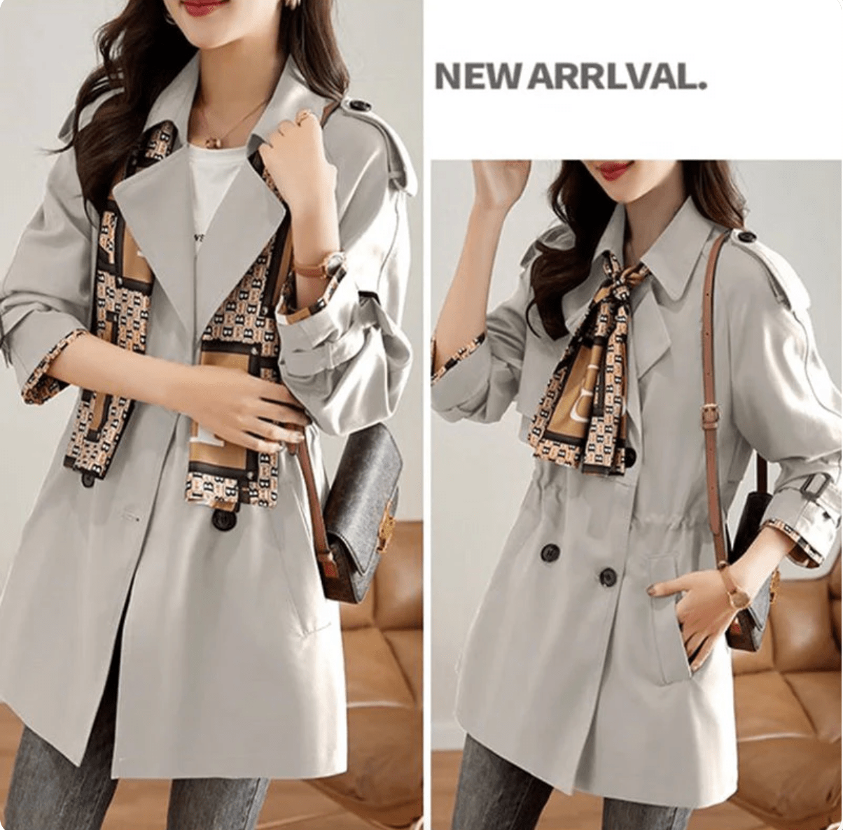 Vinthentic Slimming Mid-Length Lapel Trench Coat