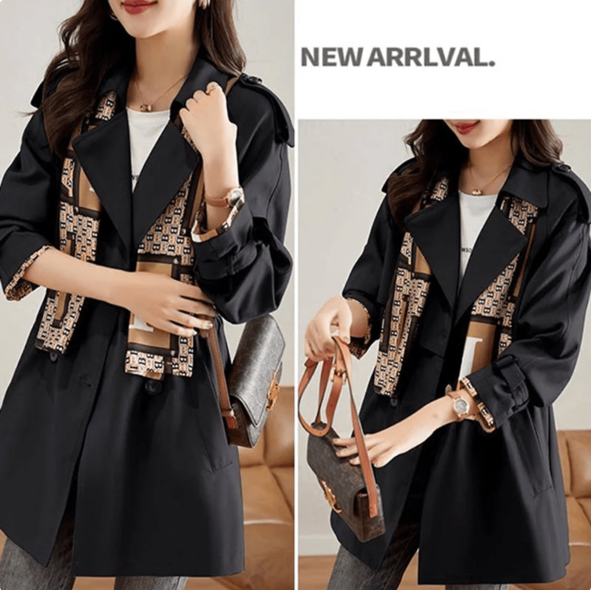 Vinthentic Slimming Mid-Length Lapel Trench Coat