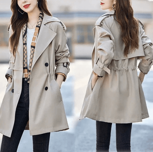 Vinthentic Slimming Mid-Length Lapel Trench Coat