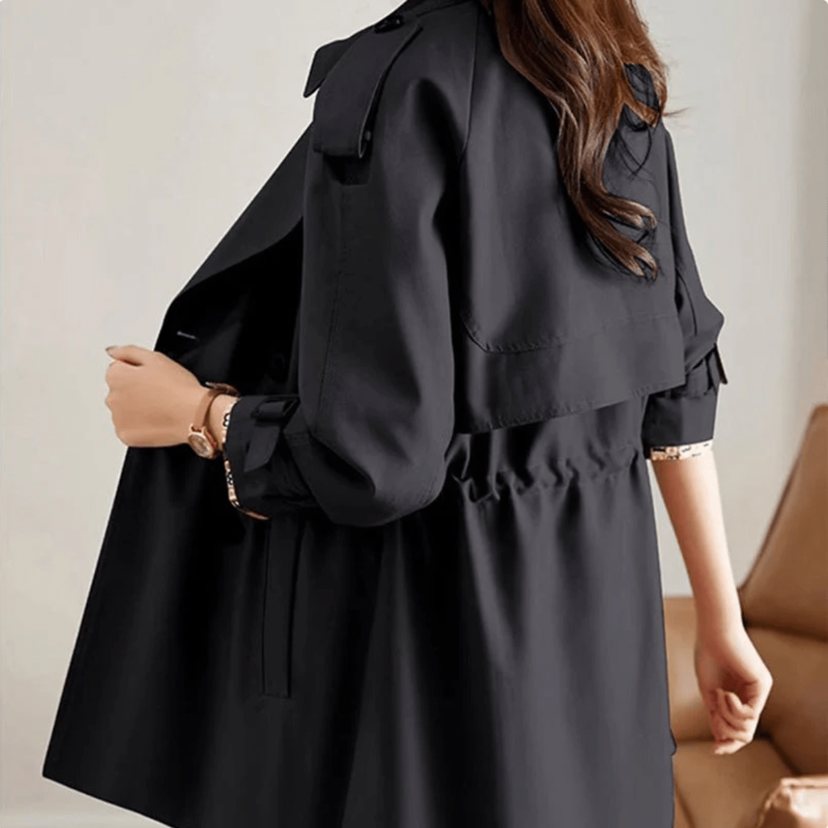 Vinthentic Slimming Mid-Length Lapel Trench Coat