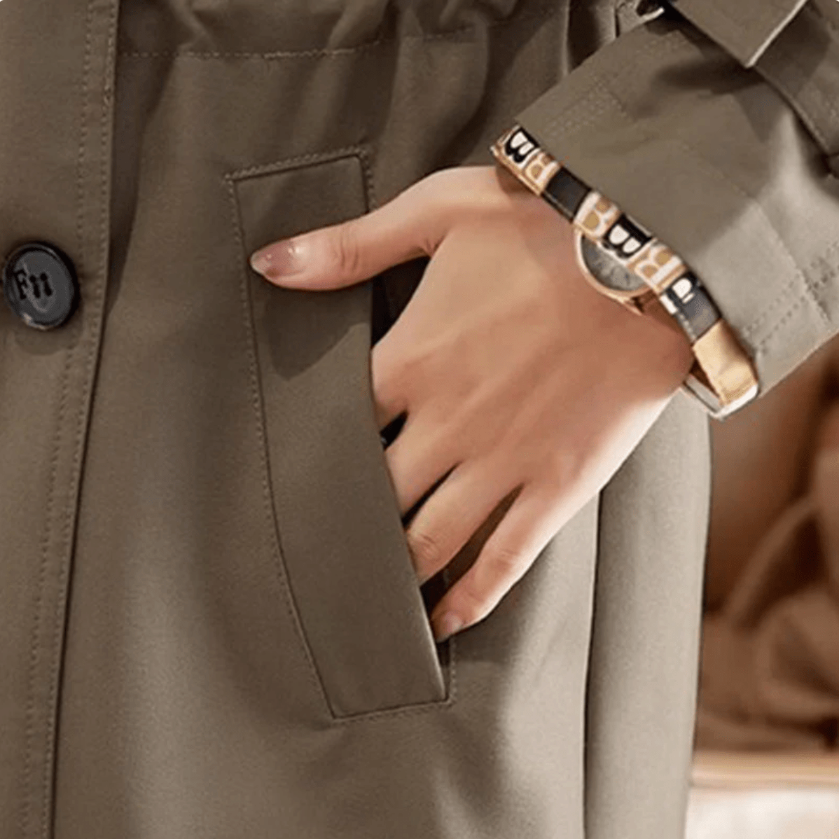 Vinthentic Slimming Mid-Length Lapel Trench Coat