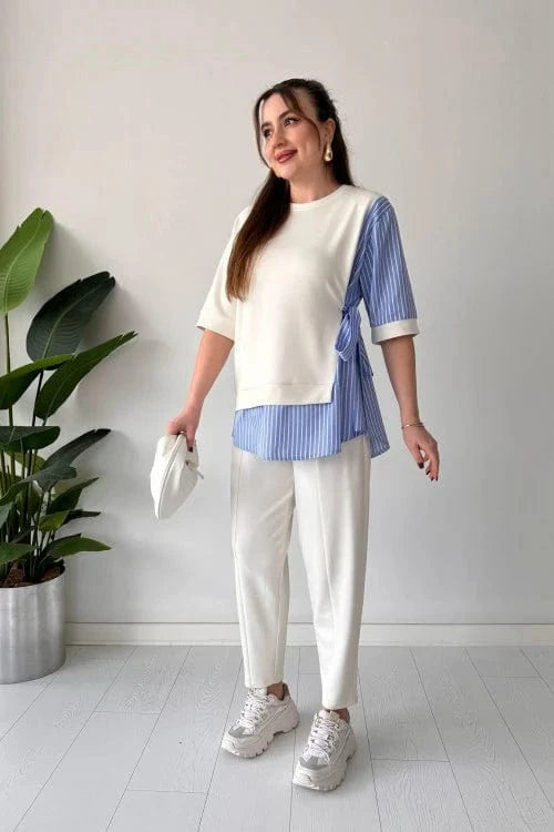 Vinthentic 2025 New Design👗 Stylish Short Sleeve Garnished 2-piece Suit