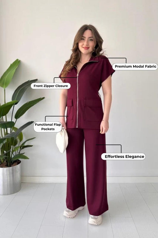 Vinthentic 2025 New Design 👗 Zippered Modal Lounge Set