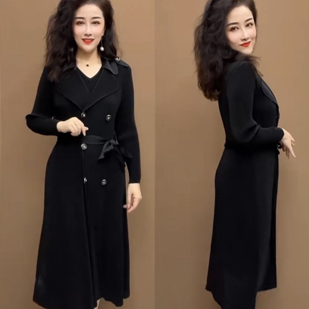 Vinthentic Pleated Suit Collar flexible Two-piece Trench Coat 🎉Season-End Sale🎉