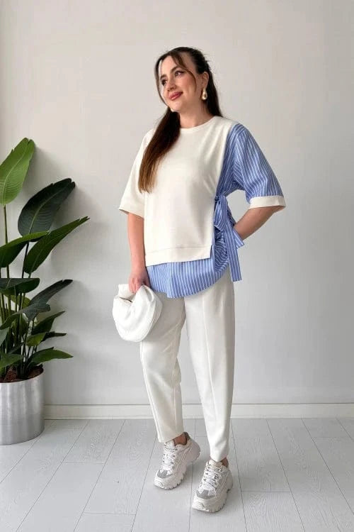 Vinthentic 2025 New Design👗 Stylish Short Sleeve Garnished 2-piece Suit