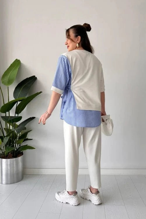 Vinthentic 2025 New Design👗 Stylish Short Sleeve Garnished 2-piece Suit