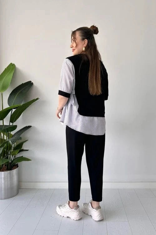 Vinthentic 2025 New Design👗 Stylish Short Sleeve Garnished 2-piece Suit