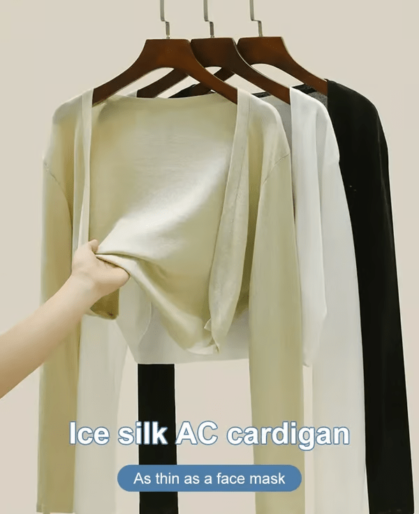 Vinthentic Women's thin ice silk Coat shawl air-conditioned shirt
