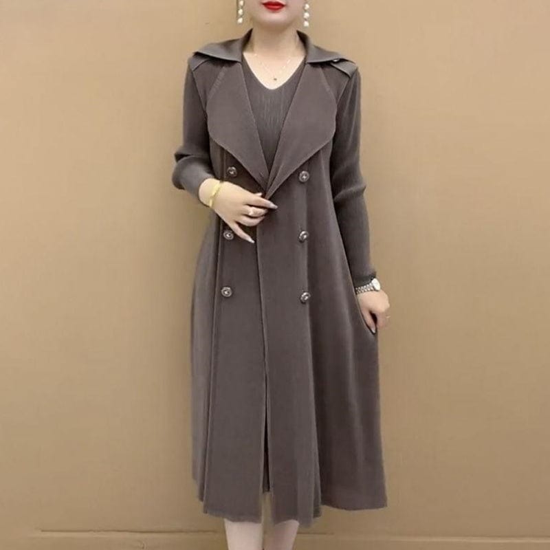 Vinthentic Pleated Suit Collar flexible Two-piece Trench Coat 🎉Season-End Sale🎉