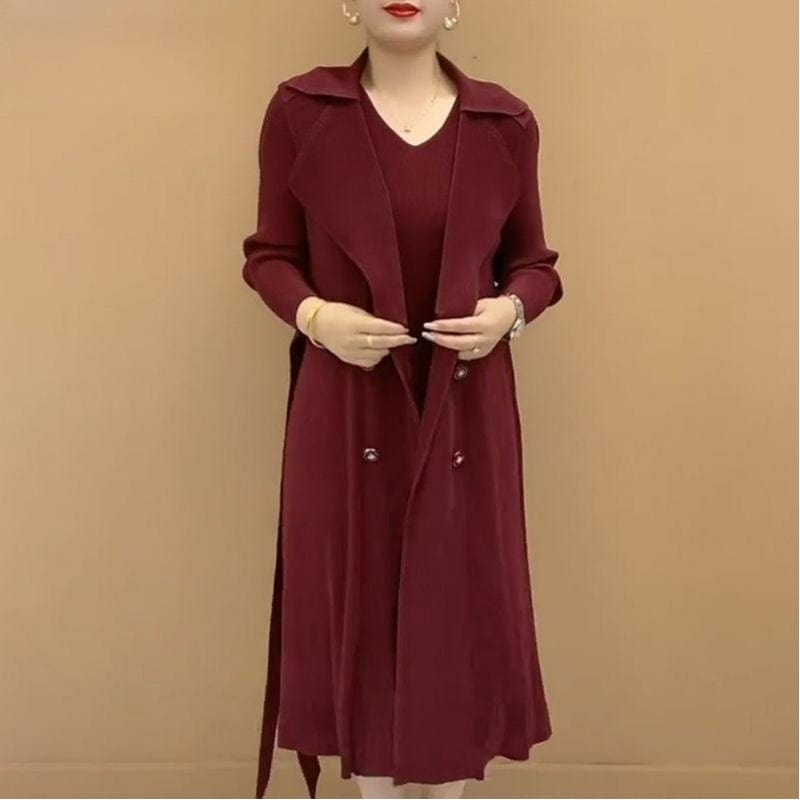 Vinthentic Pleated Suit Collar flexible Two-piece Trench Coat 🎉Season-End Sale🎉
