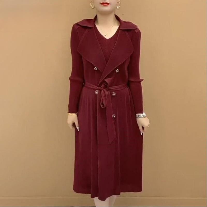 Vinthentic Pleated Suit Collar flexible Two-piece Trench Coat 🎉Season-End Sale🎉