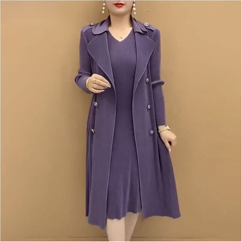 Vinthentic Pleated Suit Collar flexible Two-piece Trench Coat 🎉Season-End Sale🎉