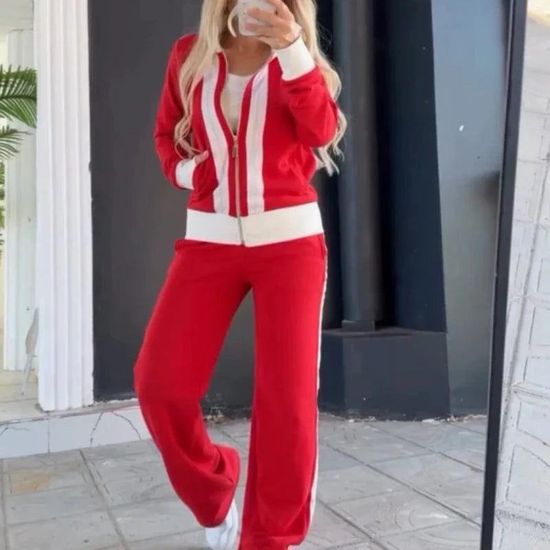 🌸 Vinthentic™️ Women's Trendy Zip-Up Jacket & Pants 2-Piece Set 🌸