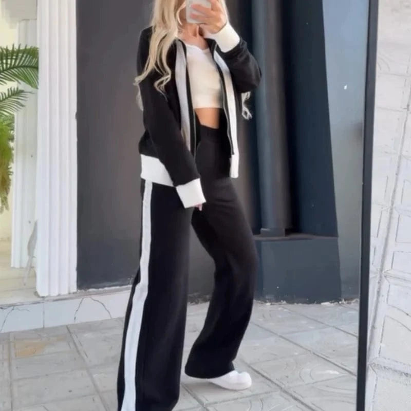 🌸 Vinthentic™️ Women's Trendy Zip-Up Jacket & Pants 2-Piece Set 🌸