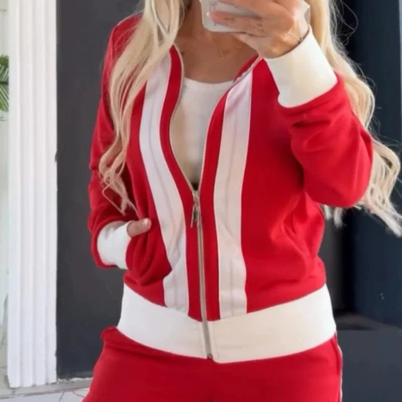 🌸 Vinthentic™️ Women's Trendy Zip-Up Jacket & Pants 2-Piece Set 🌸