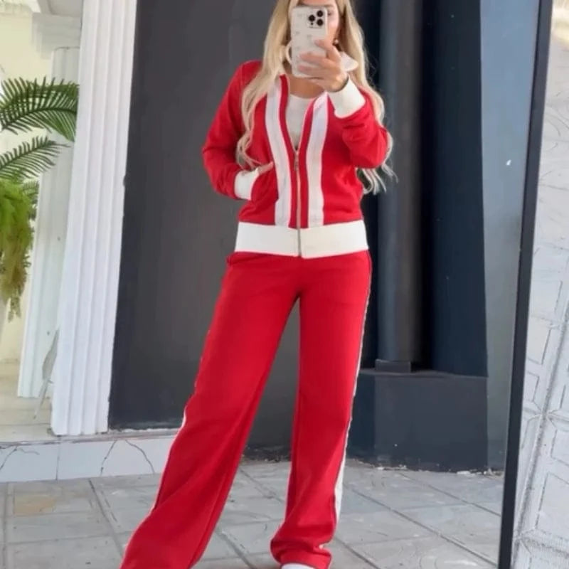 🌸 Vinthentic™️ Women's Trendy Zip-Up Jacket & Pants 2-Piece Set 🌸