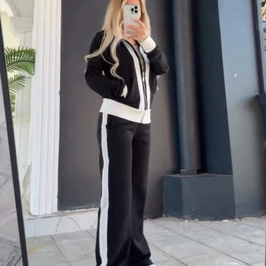 🌸 Vinthentic™️ Women's Trendy Zip-Up Jacket & Pants 2-Piece Set 🌸